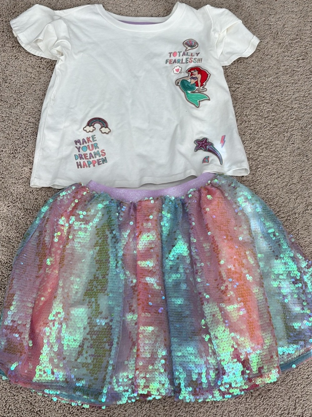 Disney Ariel  Iridescent Sequin Skirt - Pastel Rainbow size 9/10